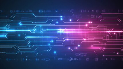 Obraz premium Abstract Digital Circuit Board Glowing Lines Technology