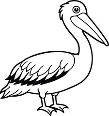 Dalmatian Pelican Pelecanus crispus in front of a white background vector art illustration
