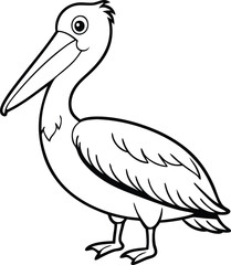 Dalmatian Pelican Pelecanus crispus in front of a white background vector art illustration