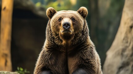 Obraz premium Closeup Portrait of a Brown Bear in a Forest