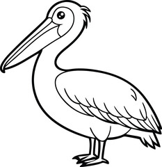 Dalmatian Pelican Pelecanus crispus in front of a white background vector art illustration