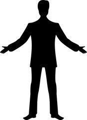 A silhouette of a man with both arms spread out.