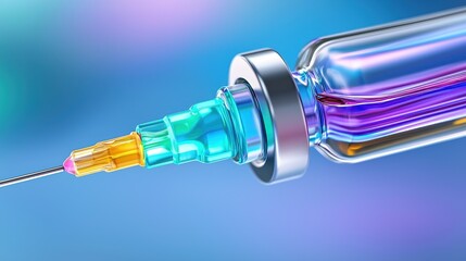 Colorful Syringe and Vial Medical Healthcare Vaccine Injection Science Closeup