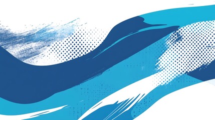 Obraz premium Abstract blue brush strokes with halftone dots. Can be used as a background element
