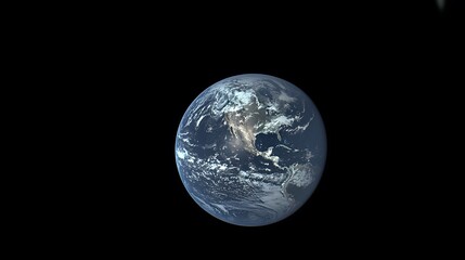 Naklejka premium Stunning view of Earth from space, showcasing North and Central America with detailed cloud formations against a black backdrop. A captivating image of our planet.