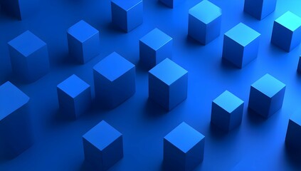 Obraz premium Abstract Blue 3D Cubes Background – Futuristic Geometric Design