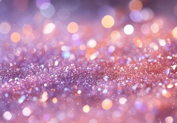 Beautiful Shimmering Glitter Background with Soft Bokeh Effect in Purple, Pink, and Gold Tones Ideal for Creative Projects and Celebrations