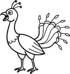 Beautiful peacock in front of white background vector art illustration