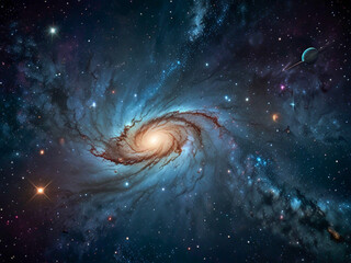 Space-Themed Background with Stars and Galaxies for Sci-Fi Designs