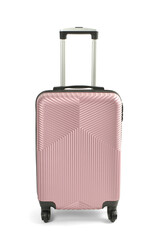 Stylish suitcase isolated on white background