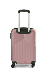 Stylish suitcase isolated on white background