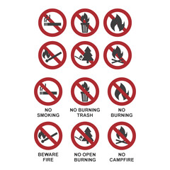 Flat symbol of no fireworks sign
