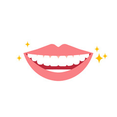 白く美しい歯と歯並びのイラスト