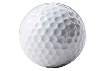 White golf ball with a white face and white stripes, isolated
