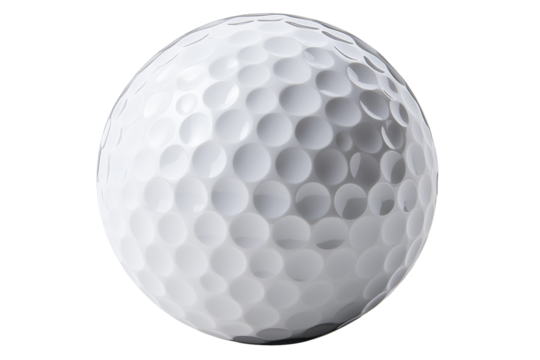 White golf ball with a white face and white stripes, isolated