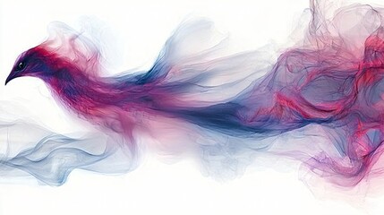 Fototapeta premium Abstract bird in flight, smoke trails, white background, design element