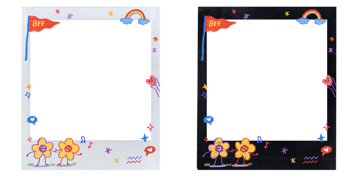 square frame with colorful best friend doodle illustration