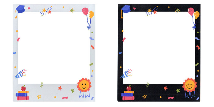 square frames with colorful graduation doodle