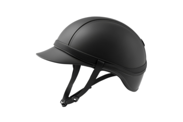 Black helmet with a white band around it, isolated