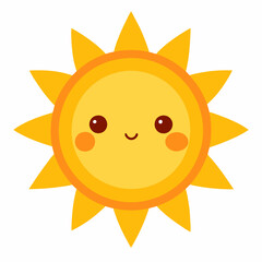 Cute sun, vector, isolated on white background.