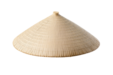 Tan straw hat with a pointed top, isolated