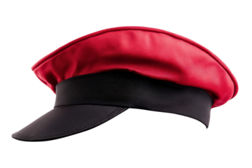Red hat with a black band, isolated