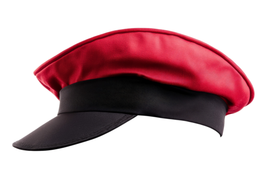 Red hat with a black band, isolated