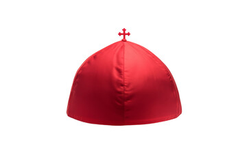 Red hat with a cross on top, isolated