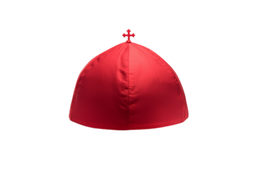 Red hat with a cross on top, isolated