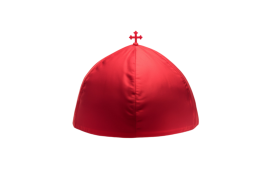 Red hat with a cross on top, isolated