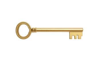 Gold key with a circle on it, isolated