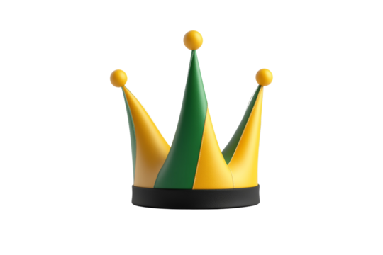 Yellow and green crown with three points, isolated