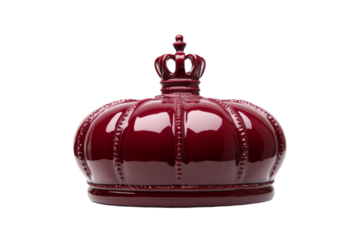 Red crown with a gold top sits on a white background, isolated