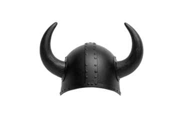 Black Viking helmet with horns on it, isolated