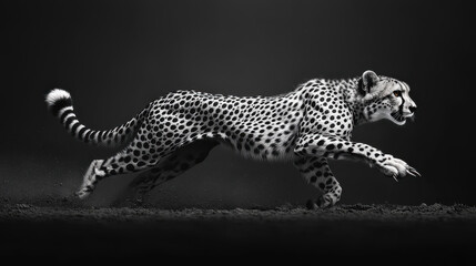 Fototapeta premium A powerful cheetah sprinting, claws barely touching the ground, motion blur enhancing its incredible speed