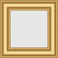Squared golden vintage textured wooden frame for your design. Vintage cover. Place for text. Vintage antique gold beautiful frames for paintings or photographs. Template vector illustration.
