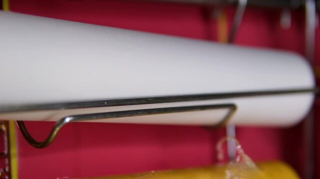 cling film and baking paper in the kitchen a device for convenient cooking. High quality 4k footage