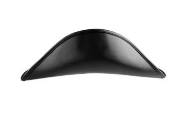 Black leather hat with a curved brim, isolated