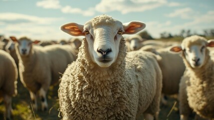 Fototapeta premium Close Up of Sheep in a Field