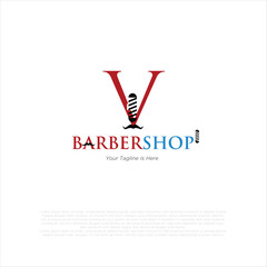 Letter v Barbershop Logo, suitable for any business related to barbershop with L initial
