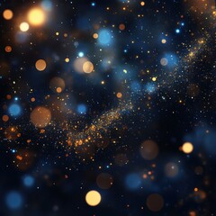 Fototapeta premium Enchanting cosmic scene with shimmering stardust and colorful light particles in a deep space background filled with mystery and beauty