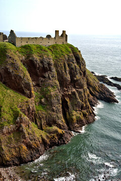 Dunnottar Castle located on the coast of Scotland, about 2 miles south of Stonehaven in Aberdeenshire.