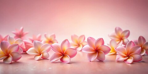 Fototapeta premium Delicate Pink Blossoms Arranged on a Soft Pink Background, Creating a Serene and Elegant Floral Display
