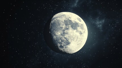 Naklejka premium Crescent moon in a starry night sky, possible use for astronomy or space theme