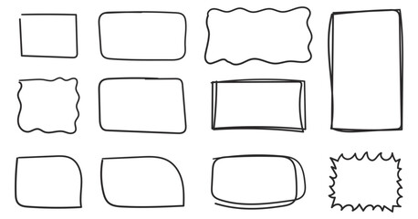 Obraz premium Hand drawn doodle rectangle frame set, border sketch