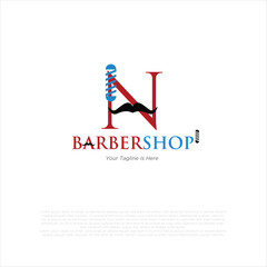 Letter N barbershop logo design vector illustration idea