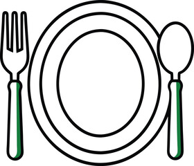 Dinner place setting a plate , silver fork and spoon