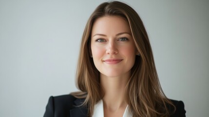 Business woman portrait against plain background. Possible use professional headshot