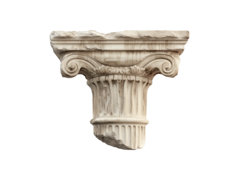 a weathered broken doric column, isolated