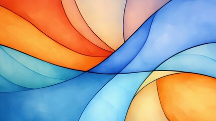 Abstract watercolor artwork with flowing lines and vibrant colors blending together in soft curves